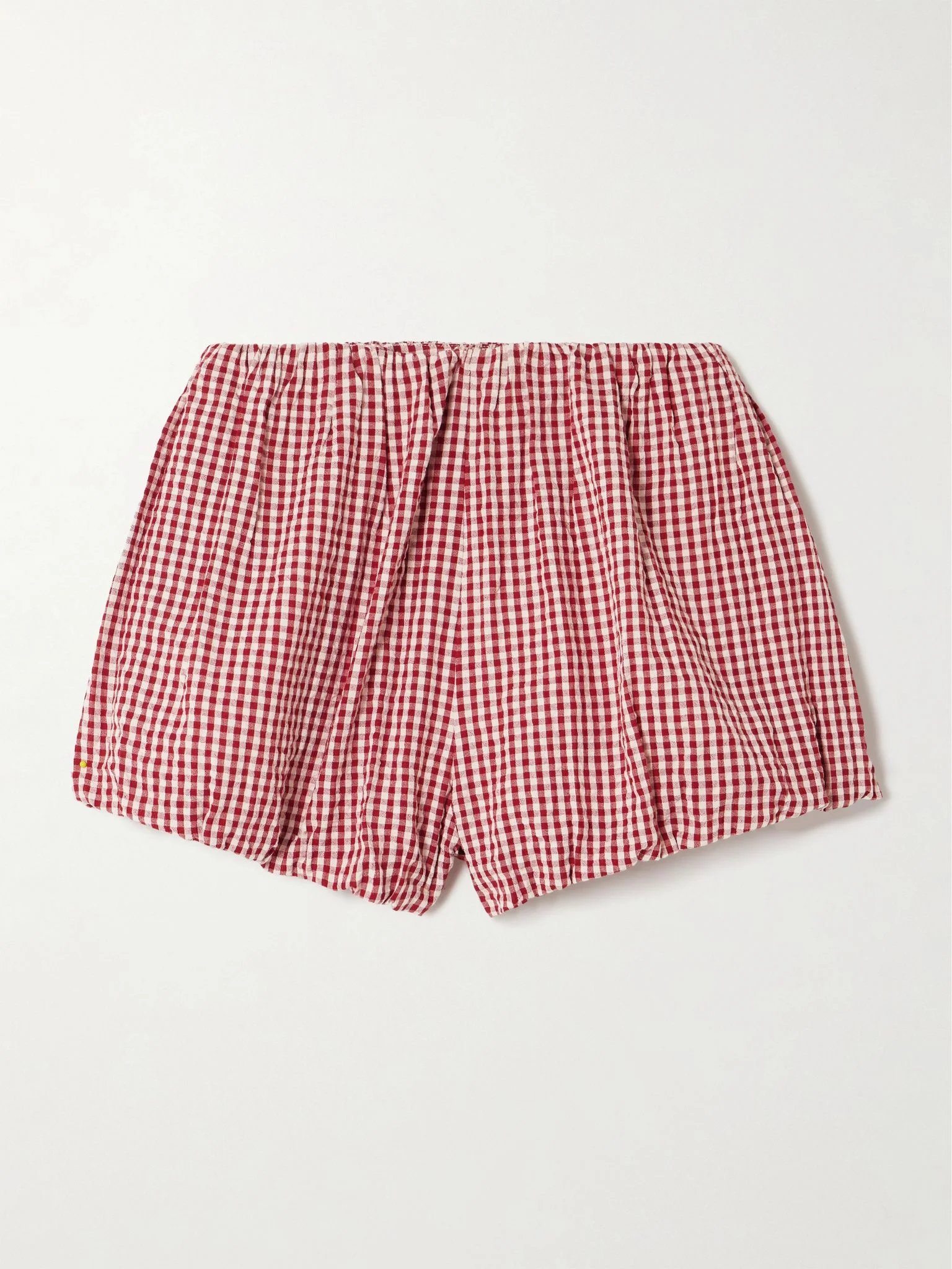 Aurelia gingham cotton-seersucker shorts Red - 1