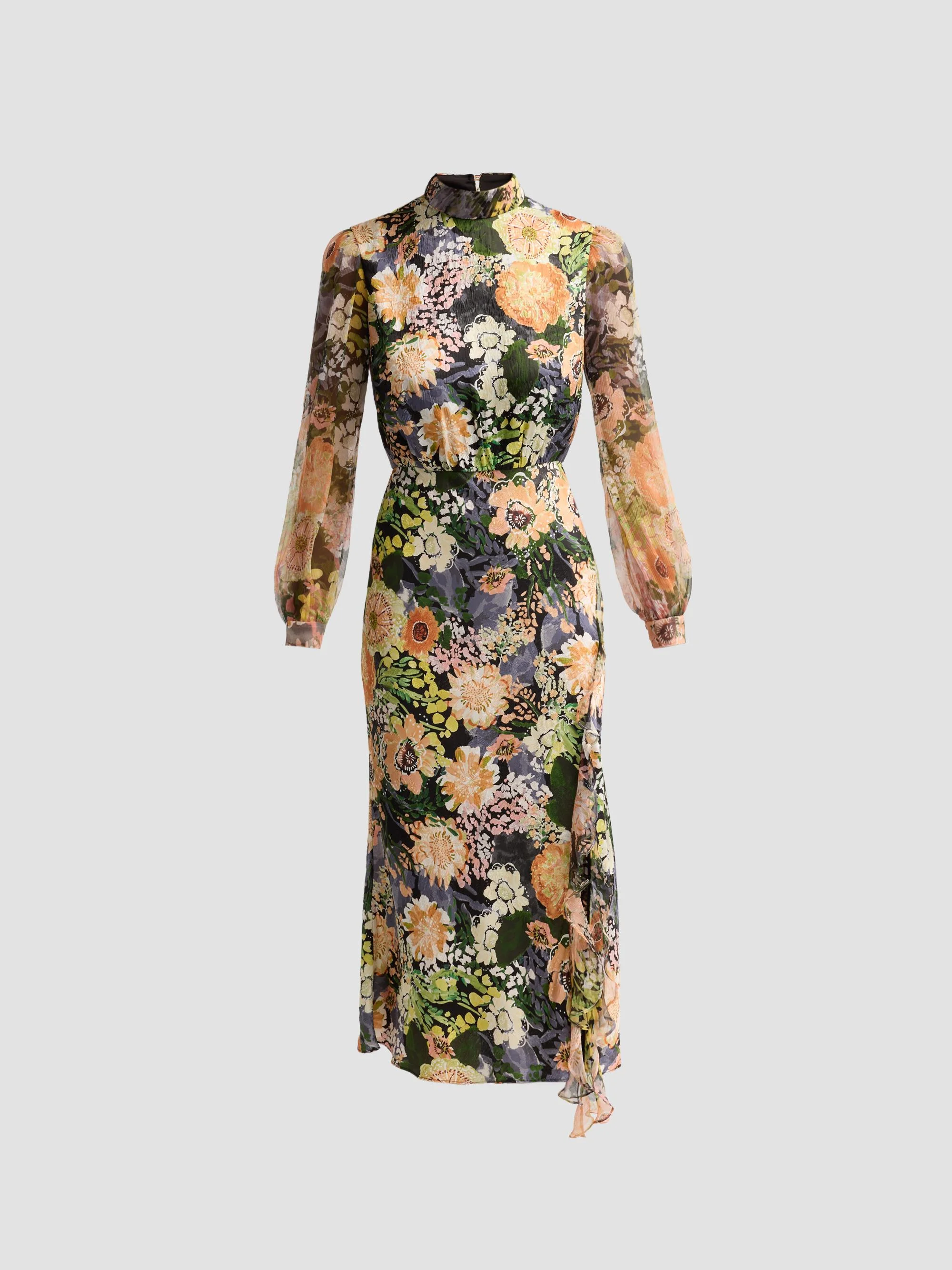 Women's Adaline Floral Midi Dress - Aster Ombre Placement - 1