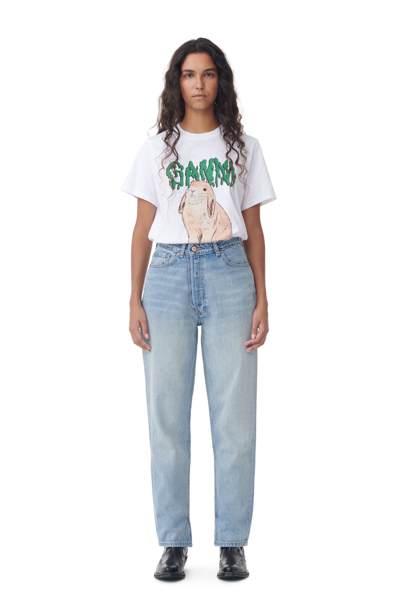 WHITE GRAPHIC BUNNY JERSEY T-SHIRT - 3