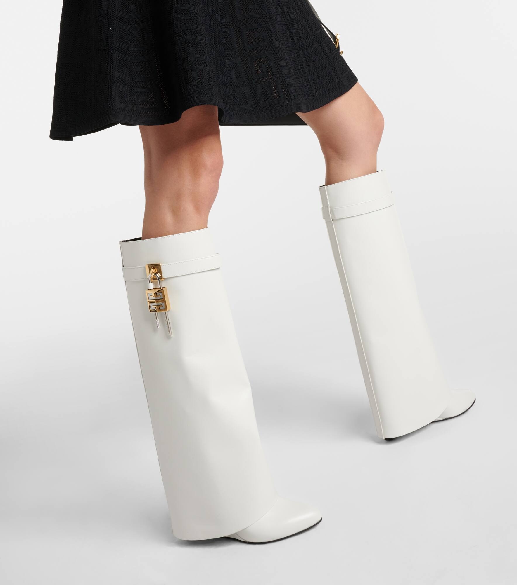 Shark Lock leather knee-high boots - 7