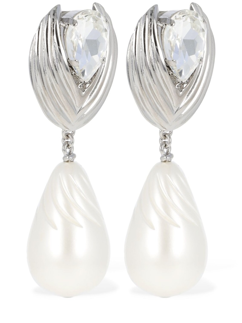 Crystal earrings w/ pearl pendant - 3