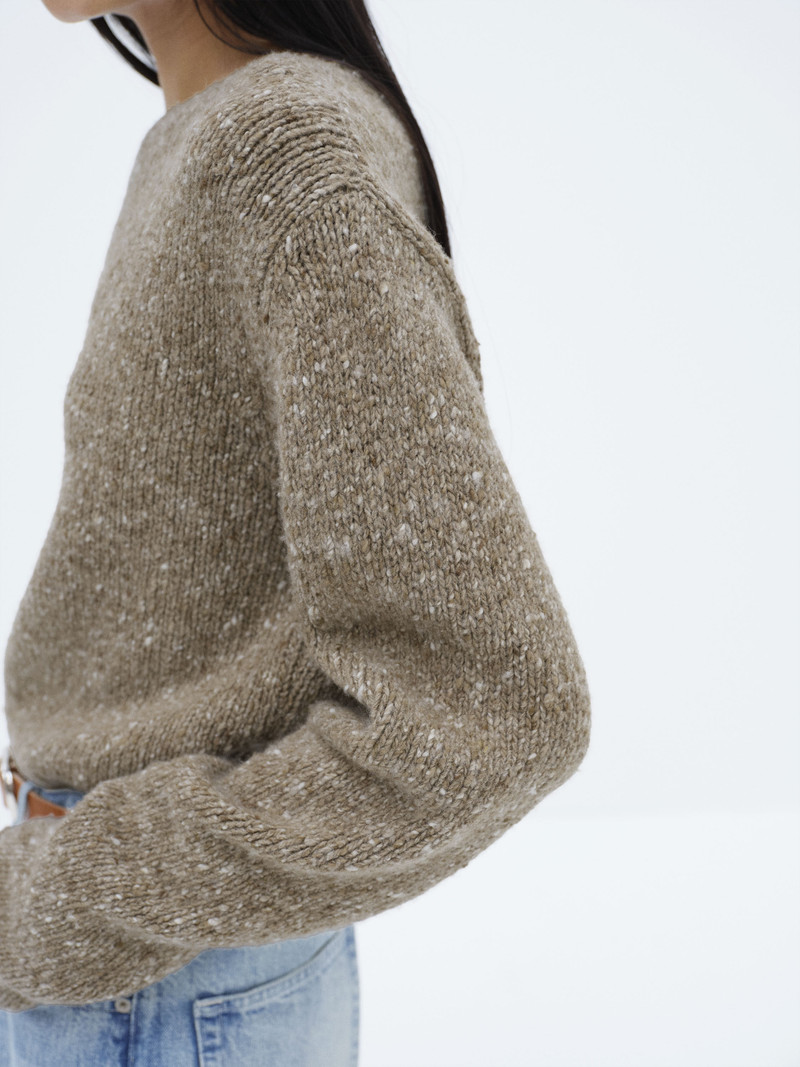 LOW-GAUGE HOMESPUN TWEED KNIT BOAT-NECK P/O 4