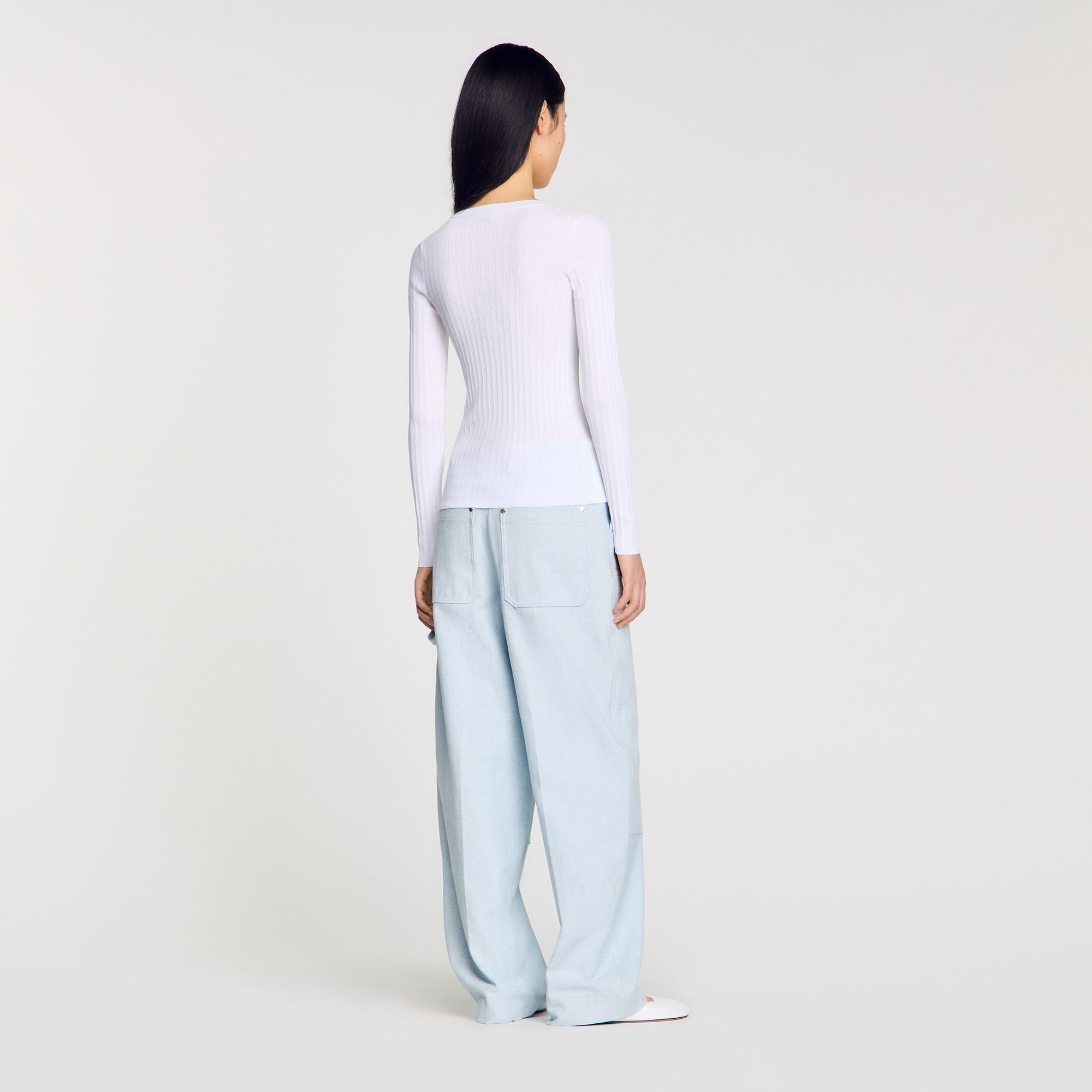 RIBBED SWEATER WITH TUNISIAN COLLAR - 5