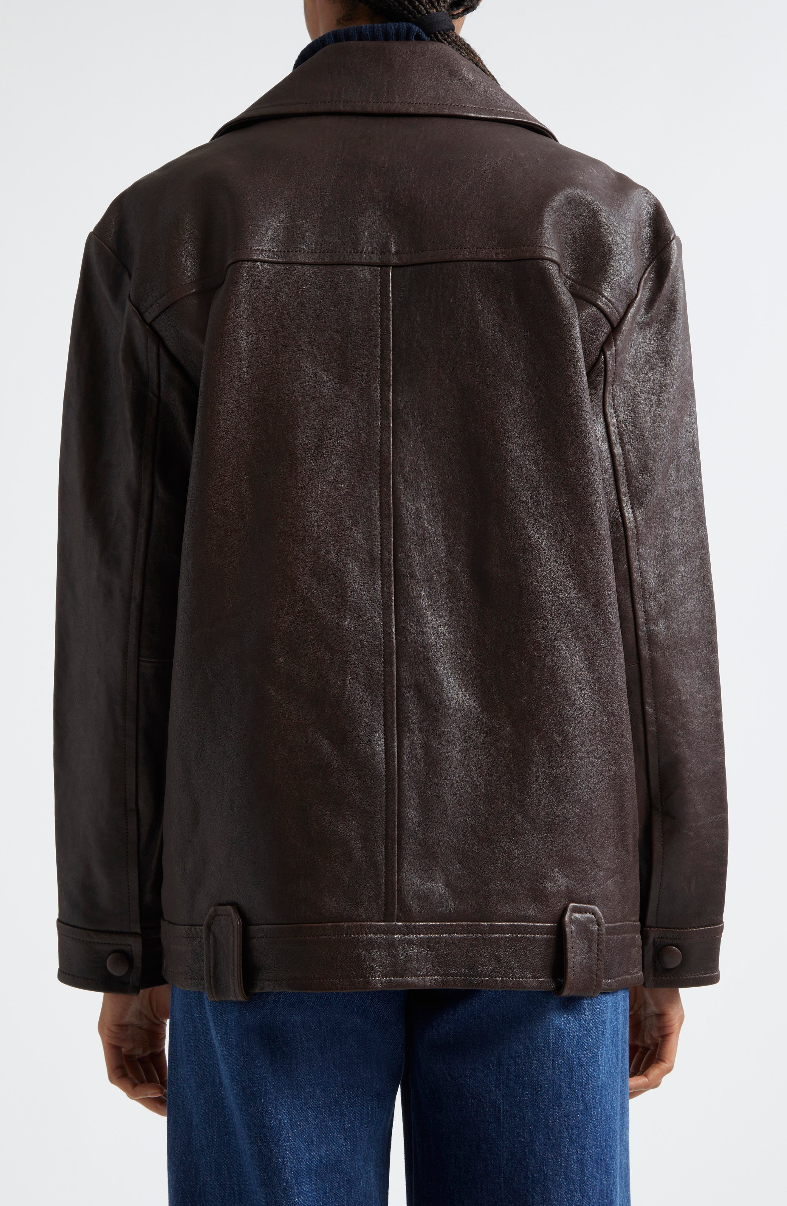 Veronica Beard Thandie Leather Dickey Jacket in Dark Chocolate at Nordstrom - 4