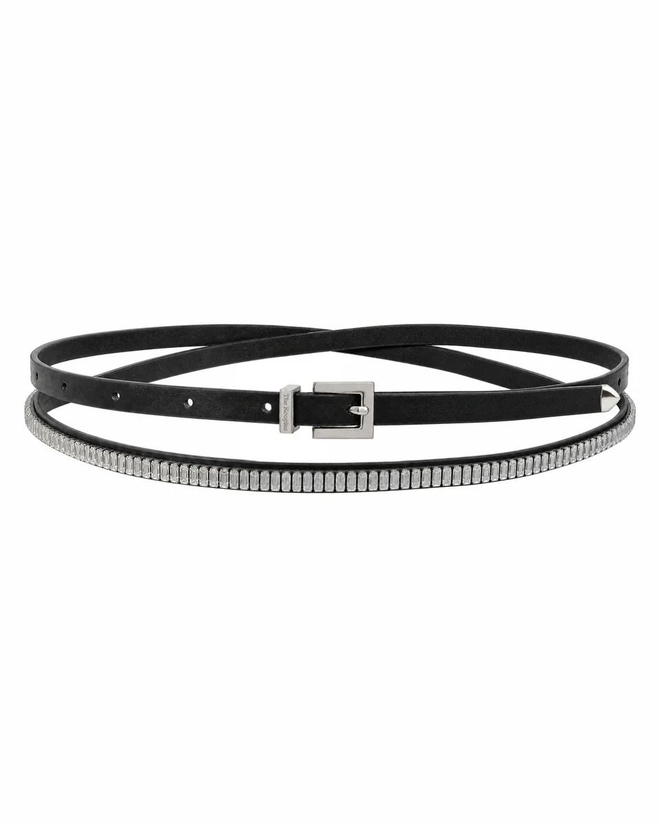 CEINTURE EN CUIR STRASSÉE NOIRE - 1