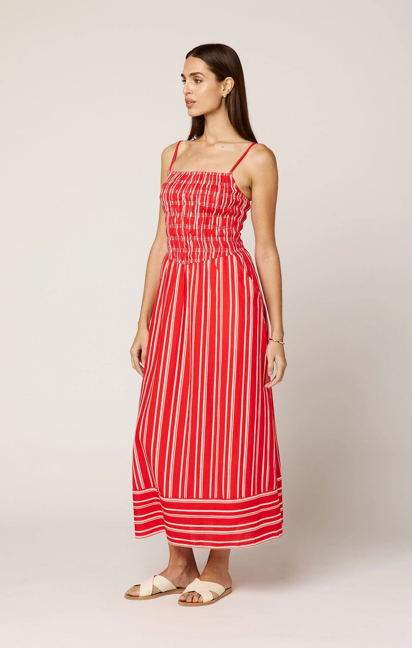LACEY ANKLE DRESS | POPPY RED/IVORY - 1
