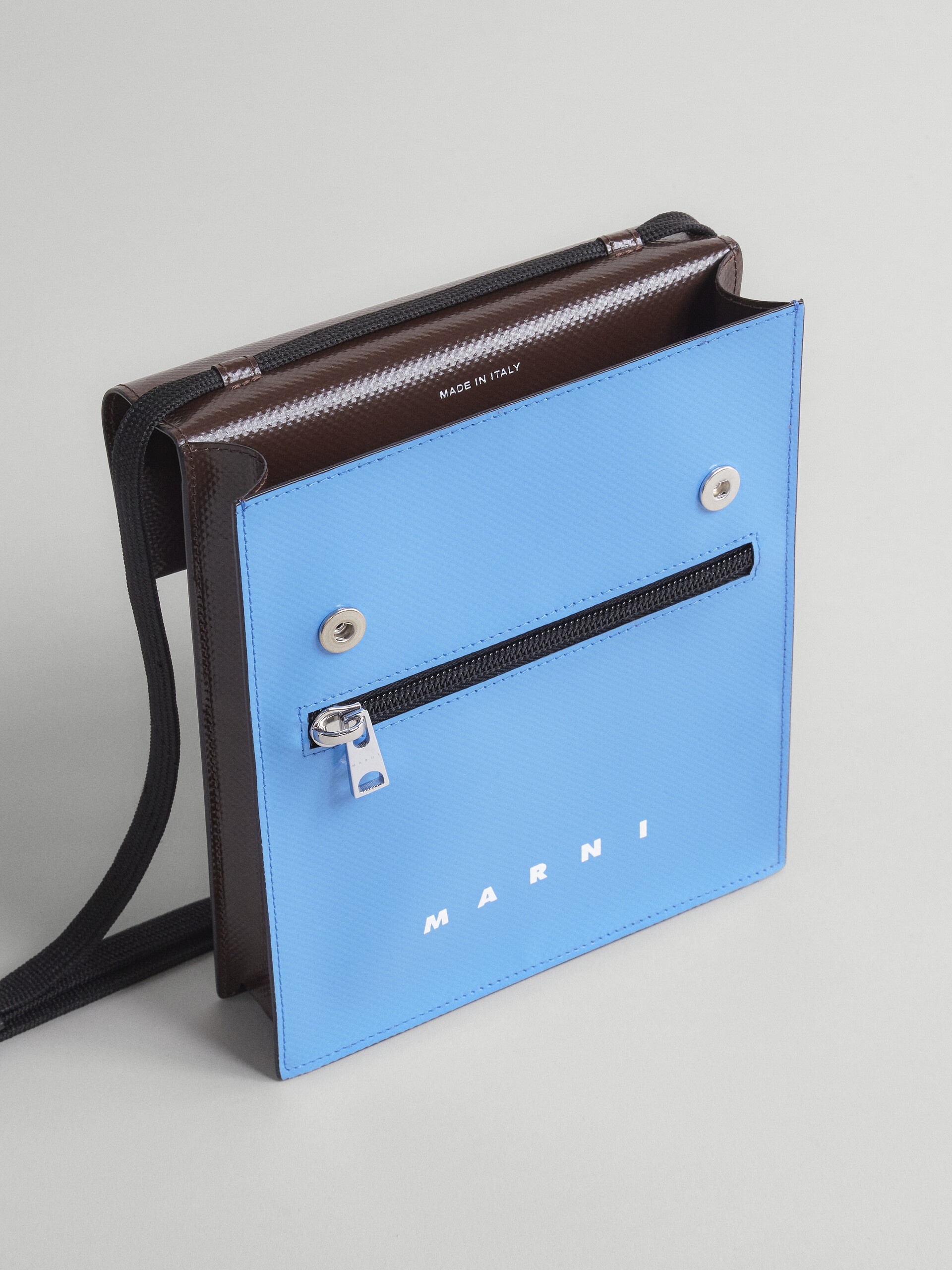 SKY BLUE AND BROWN TRIBECA MESSENGER BAG - 4