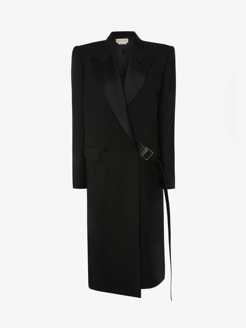 Women's Oversized Drop Hem Coat in Black - 1