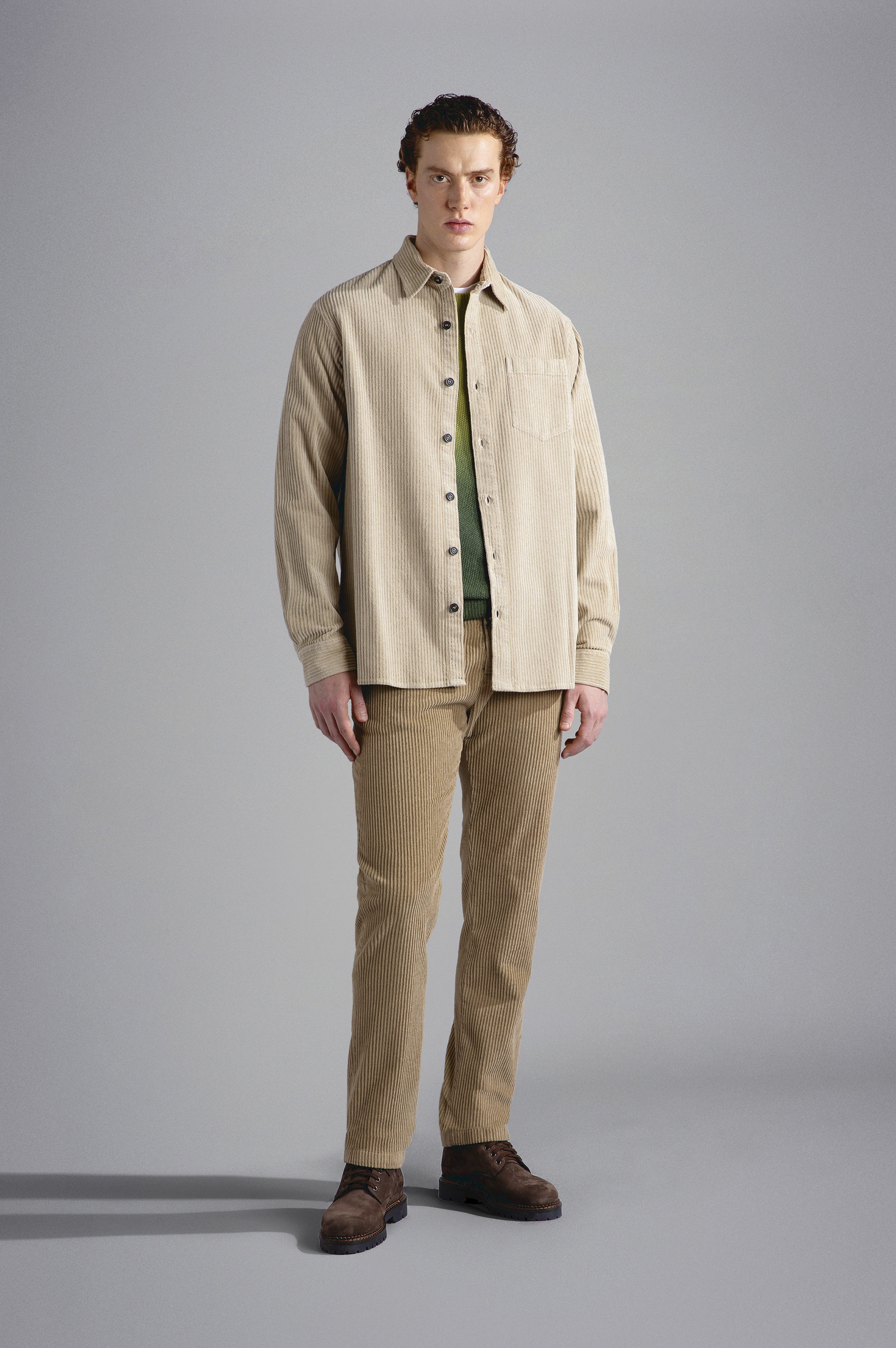 GARMENT DYED COTTON VELVET OVERSHIRT - 2