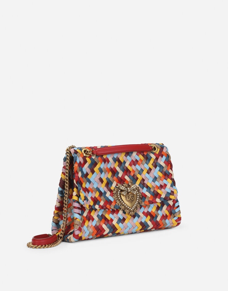 Large Devotion shoulder bag in multi-colored woven nappa leather - 3