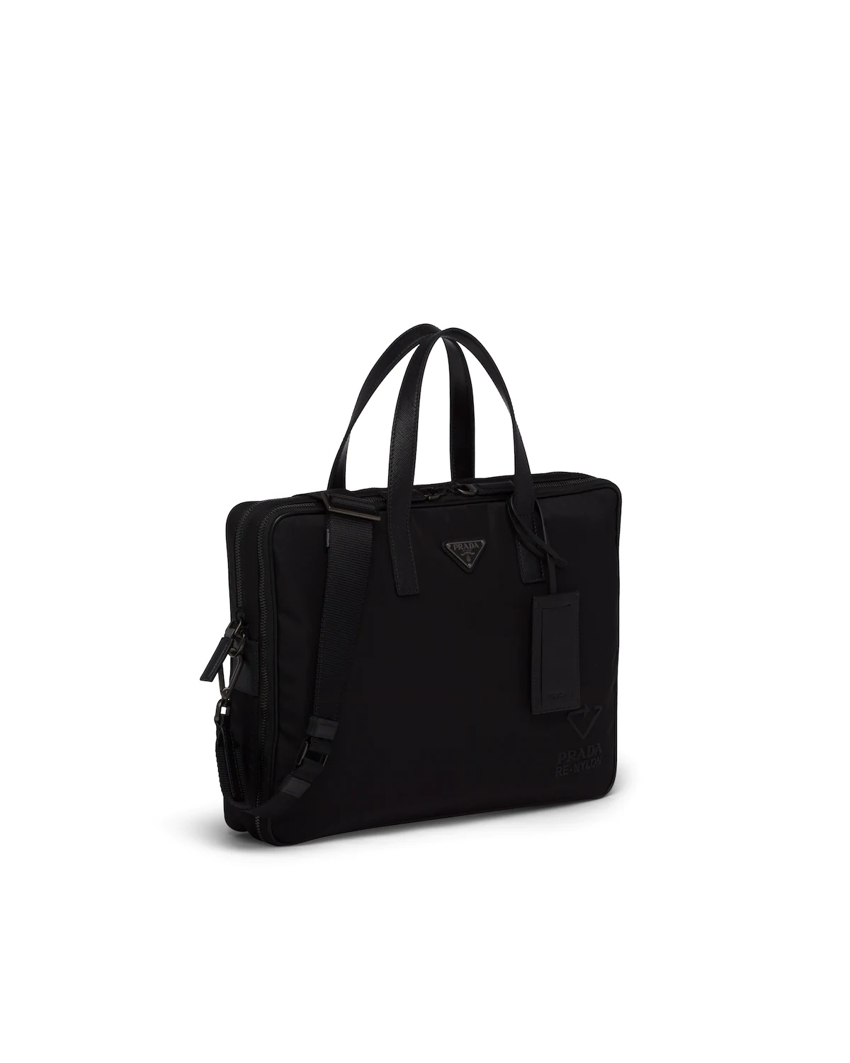 Re-Nylon and leather briefcase - 3