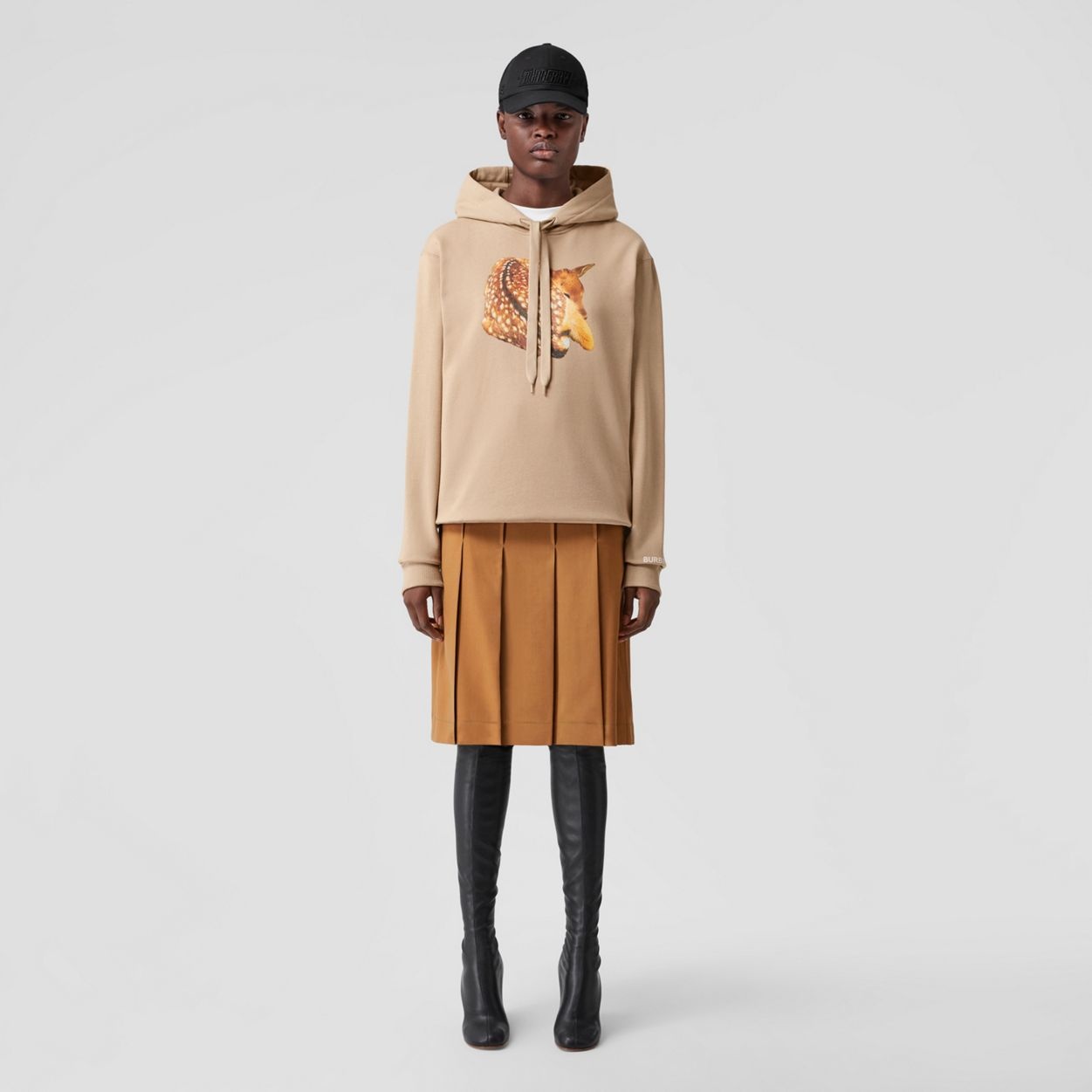 Deer Print Cotton Oversized Hoodie - 6