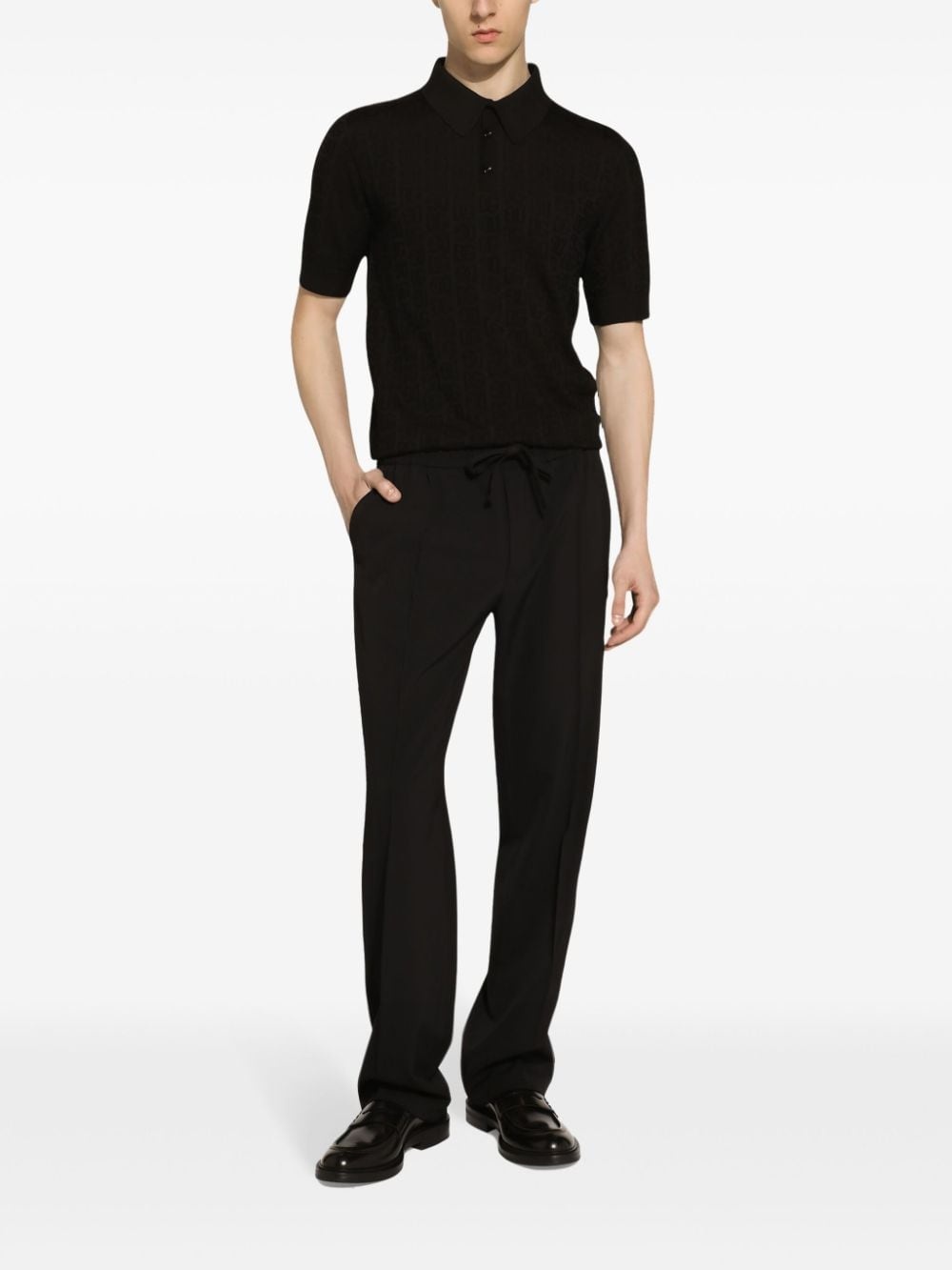 monogram-jacquard silk polo shirt - 2