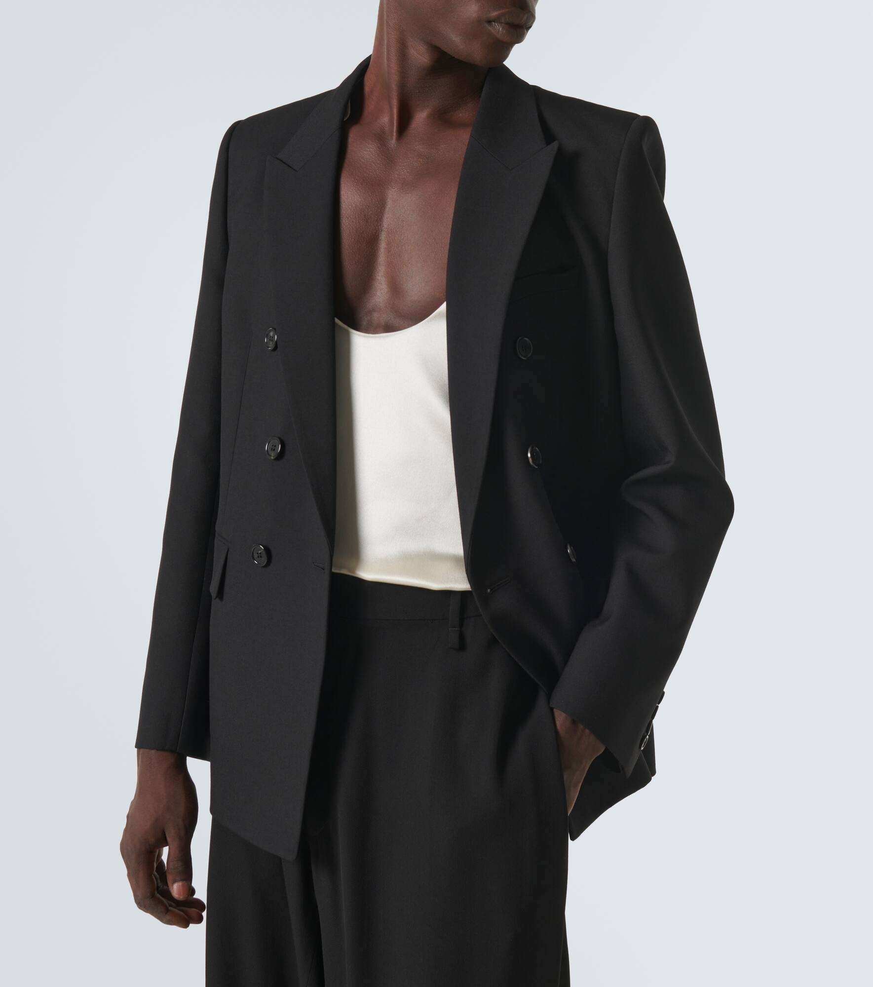 Double-breasted wool blazer - 5