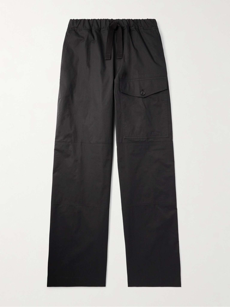 Wide-Leg Cotton-Twill Drawstring Cargo Trousers - 1