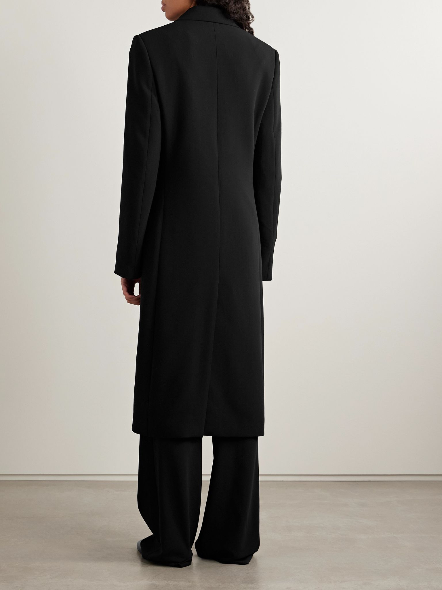 Cerys wool-blend crepe coat Black - 4