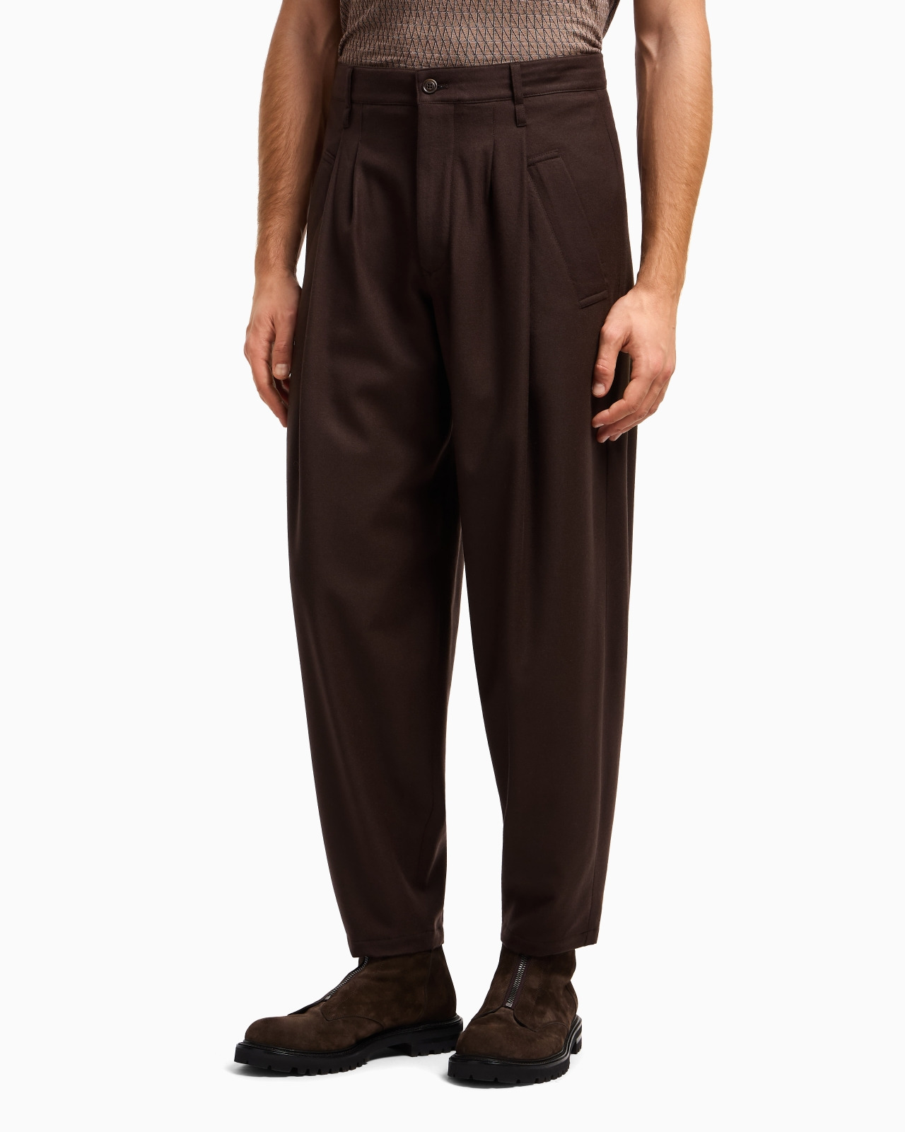 SINGLE-PLEAT LIGHTWEIGHT WOOL CLOTH TROUSERS - 4