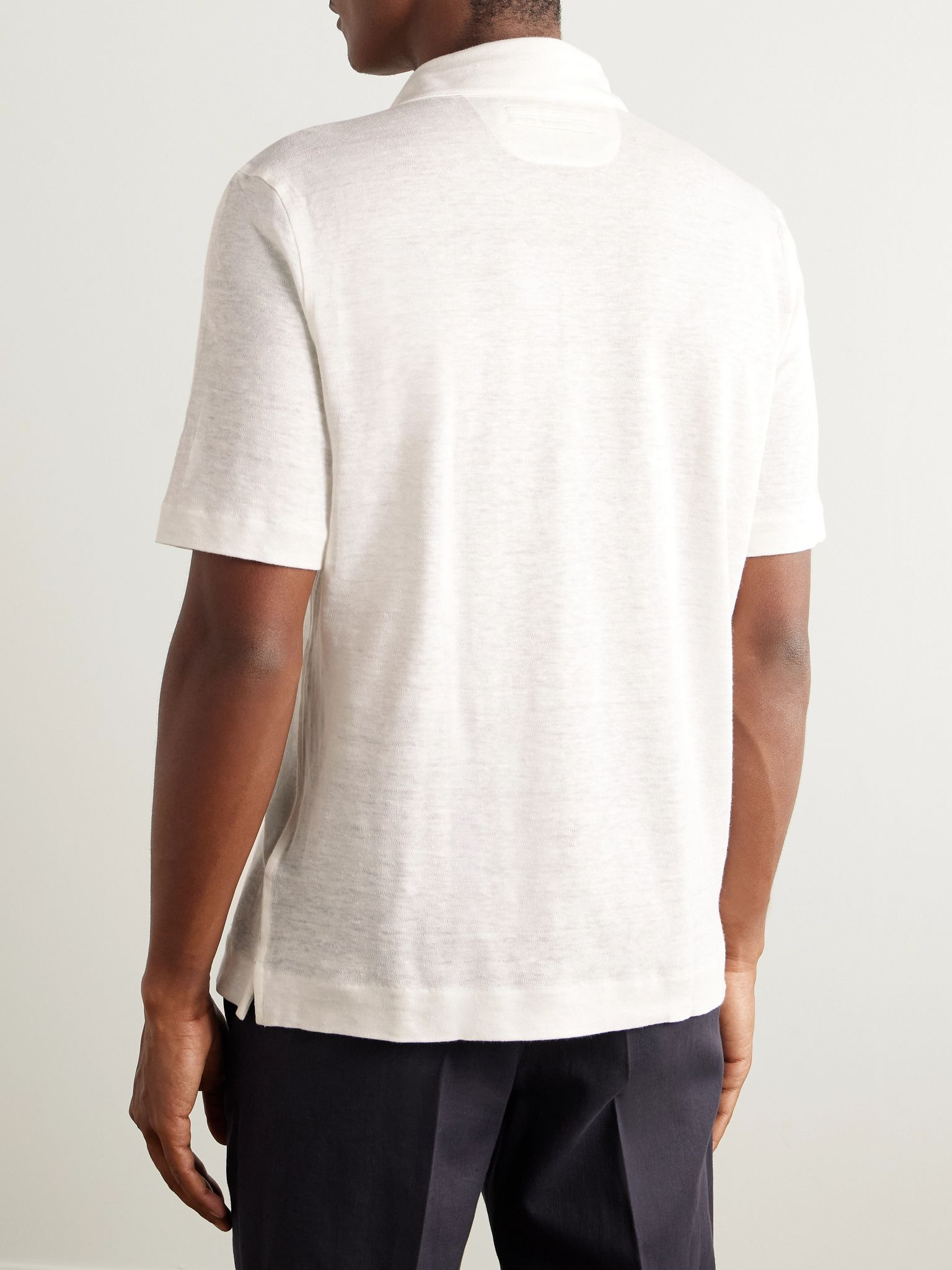 Oasi Linen Polo Shirt White - 3