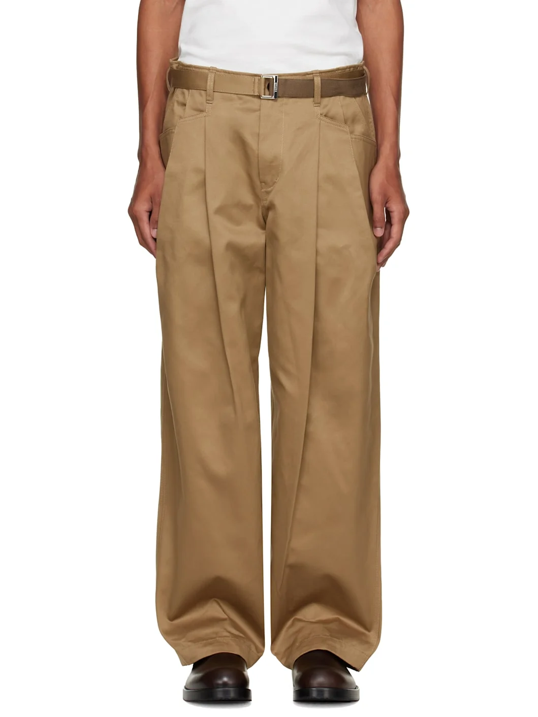 Beige Cotton Chino Trousers - 1