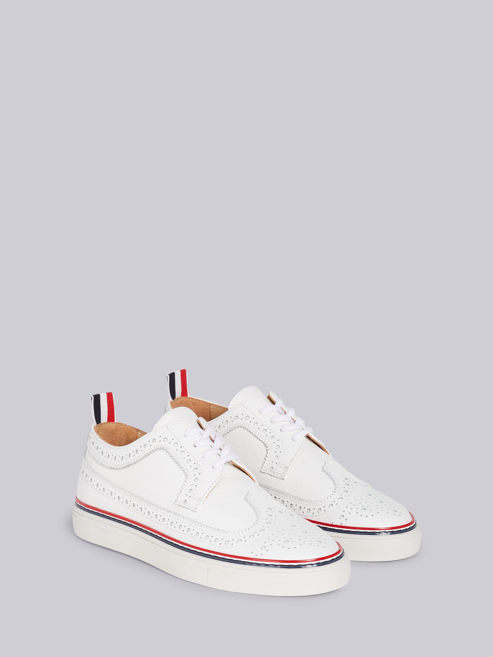 White Pebbled Rubber Cupsole Longwing Trainer - 3