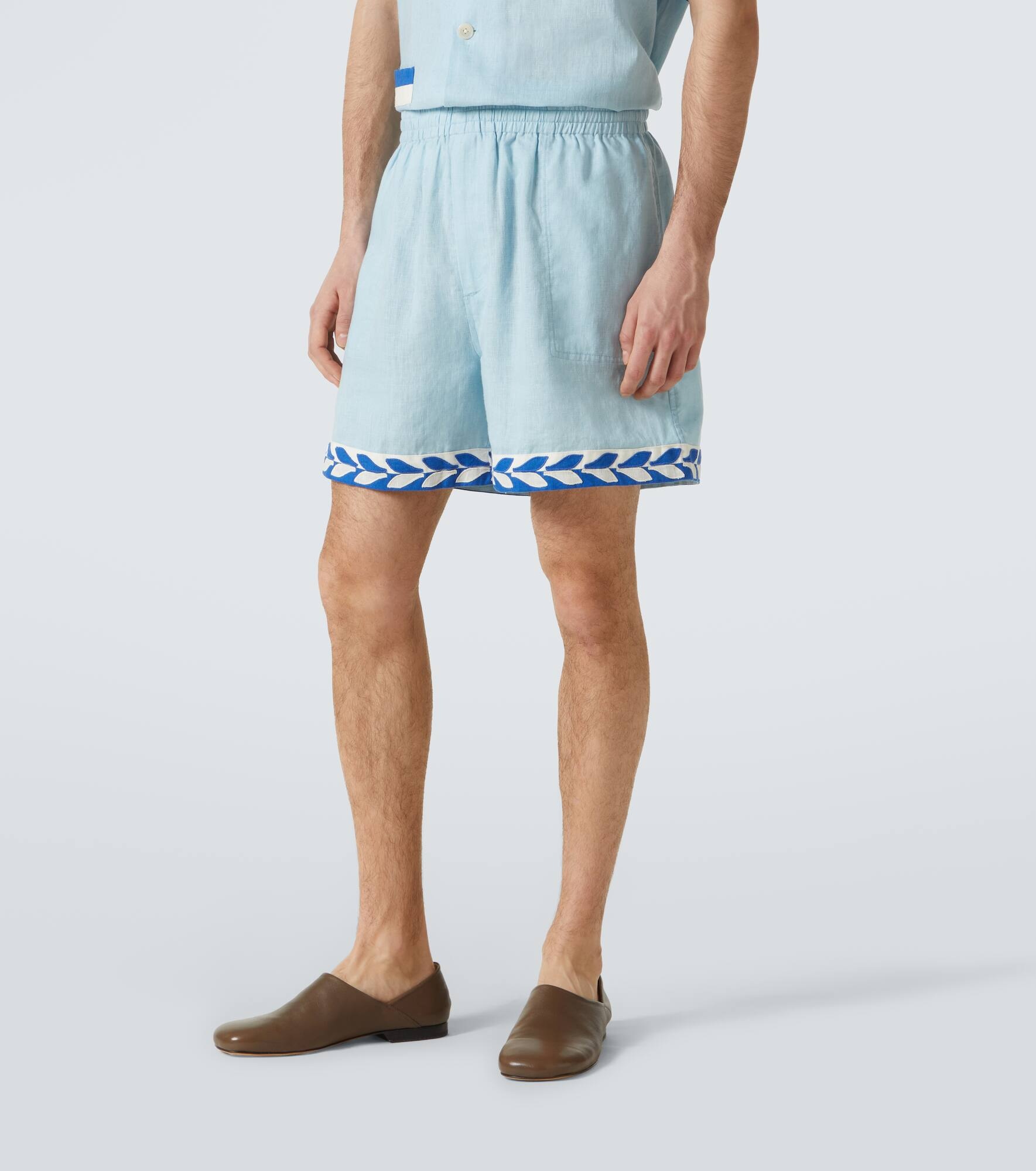 Seedling Stripe linen Bermuda shorts - 3