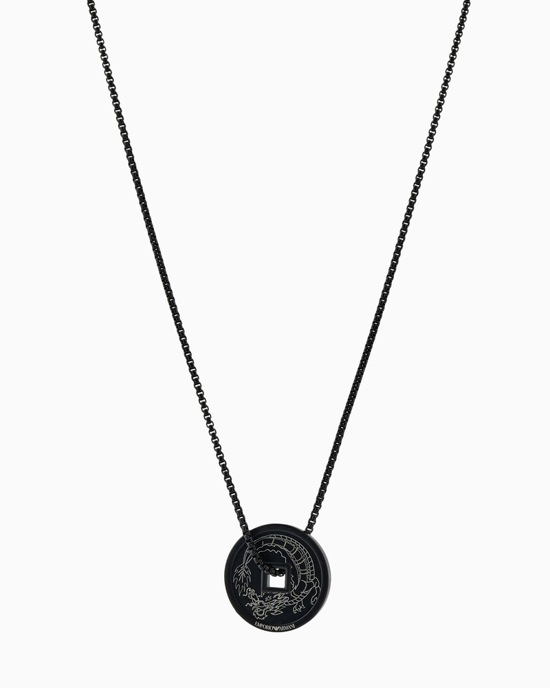 BLACK STAINLESS STEEL PENDANT NECKLACE 1