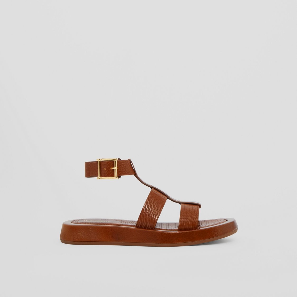 Embossed Leather Platform Sandals - 1