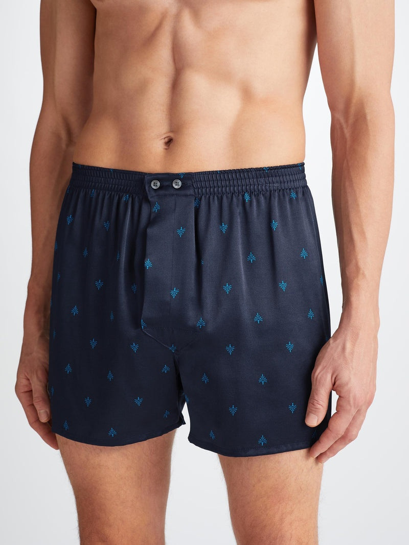 Derek Rose Men's Classic Fit Boxers Brindisi 106 Silk Satin Navy outlook