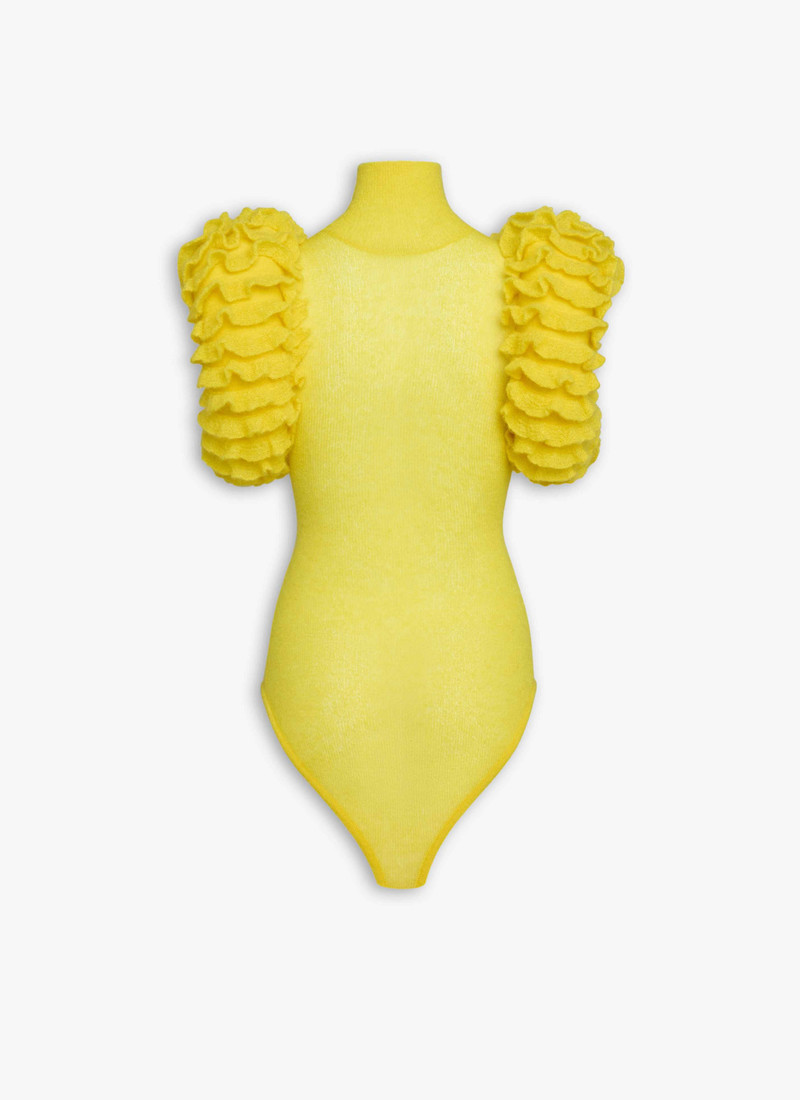 MOHAIR KNIT SCULPTURAL RUFFLE BODYSUIT 4
