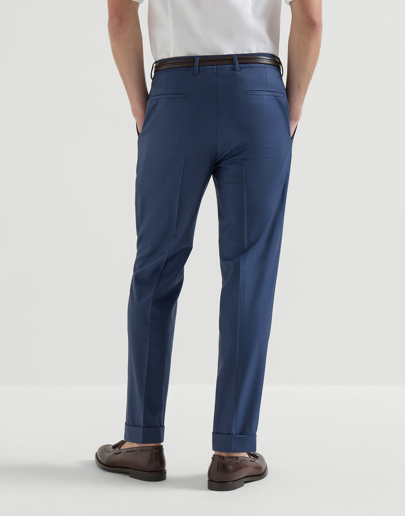 Super 150s virgin wool houndstooth trousers with pleat 3