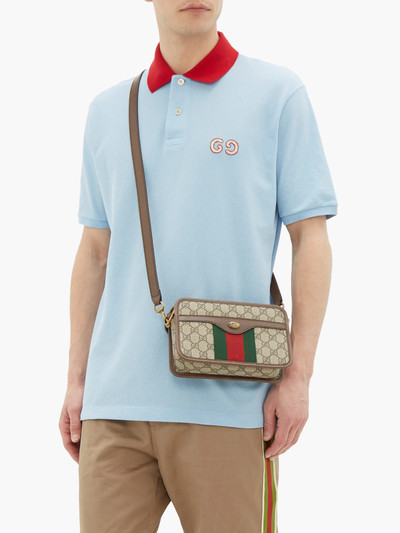 GUCCI Logo-embroidered cotton-blend piqué polo shirt outlook