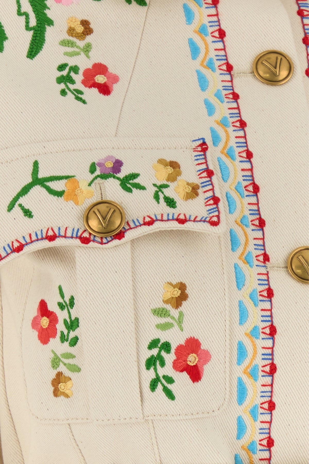 Embroidered denim blazer - 5