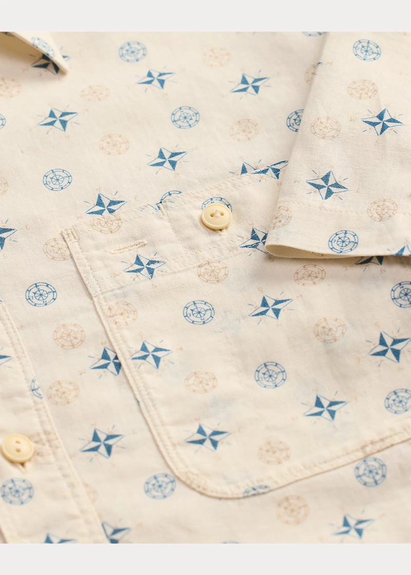 Nautical-Print Linen-Cotton Workshirt 5
