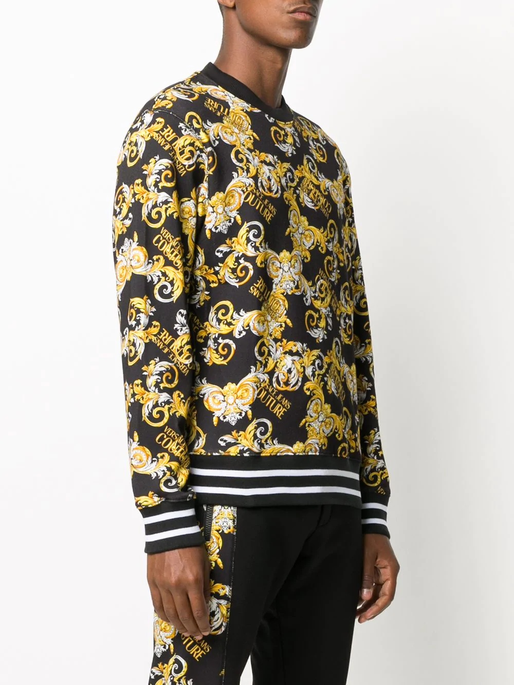 Logo Baroque-print cotton sweatshirt - 3