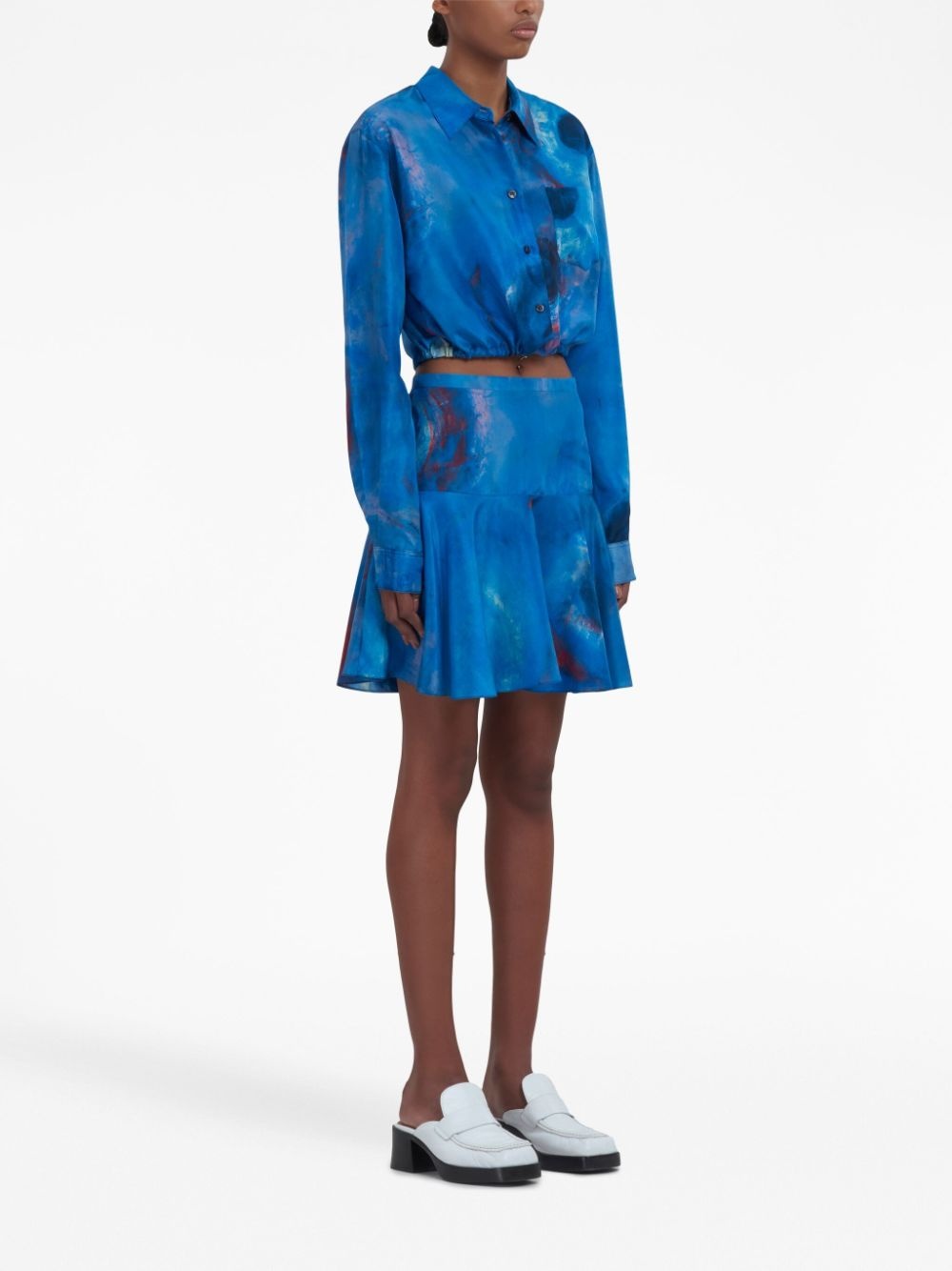 abstract-print silk skirt - 3