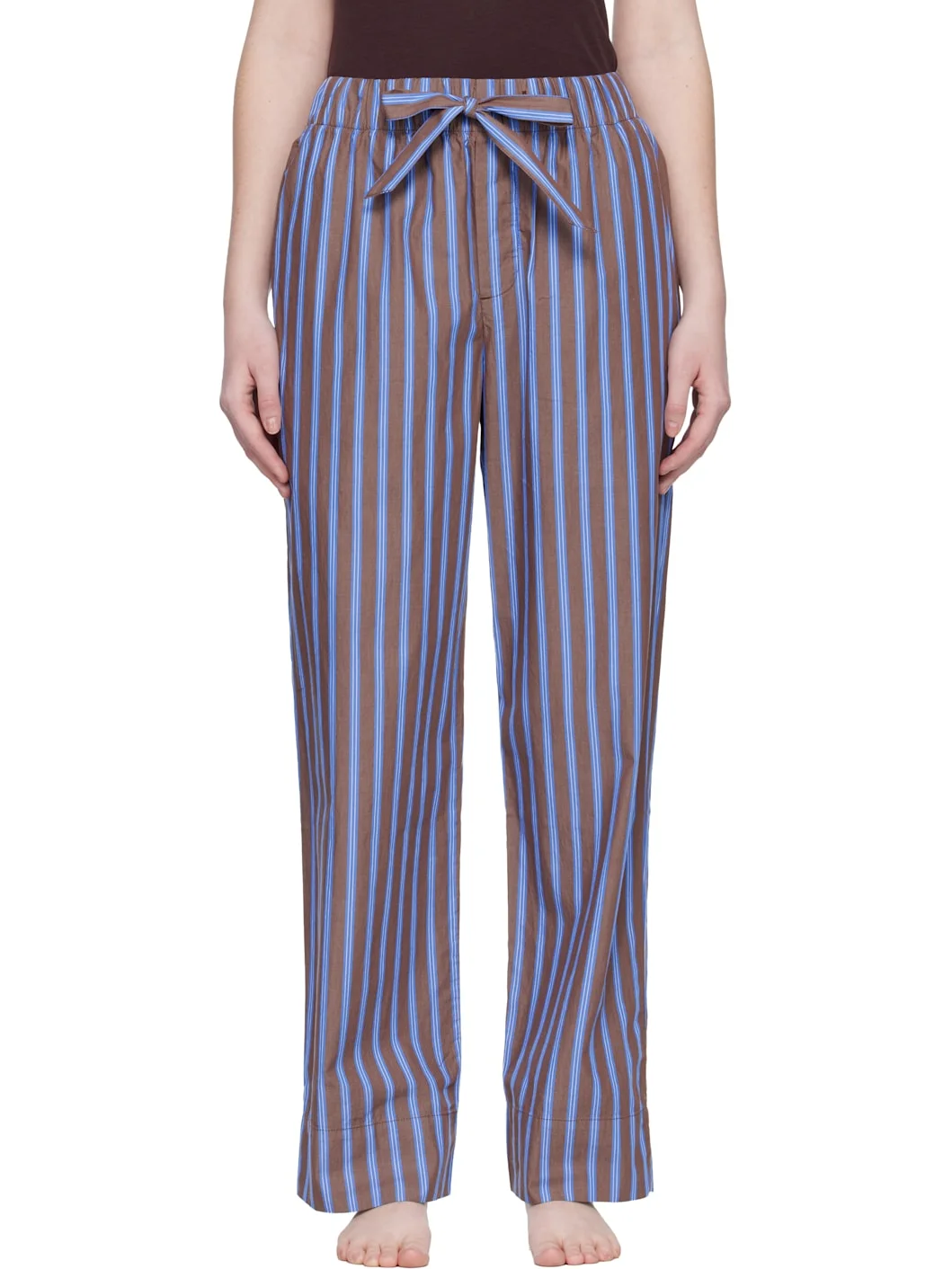 Brown & Blue Poplin Pyjama Pants - 1