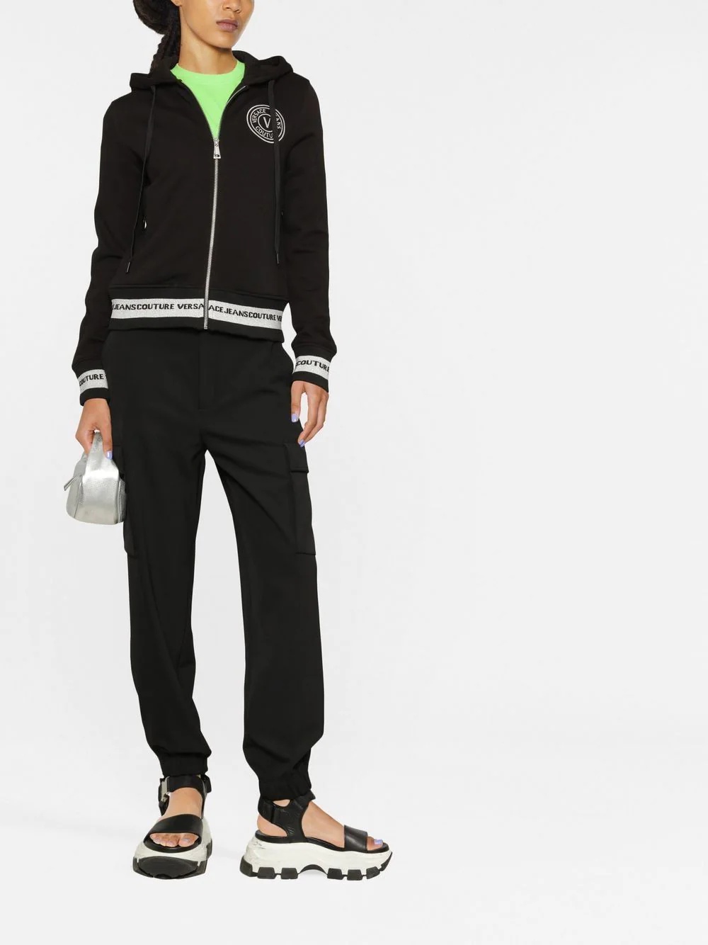 logo-embroidered zip-up hoodie - 2