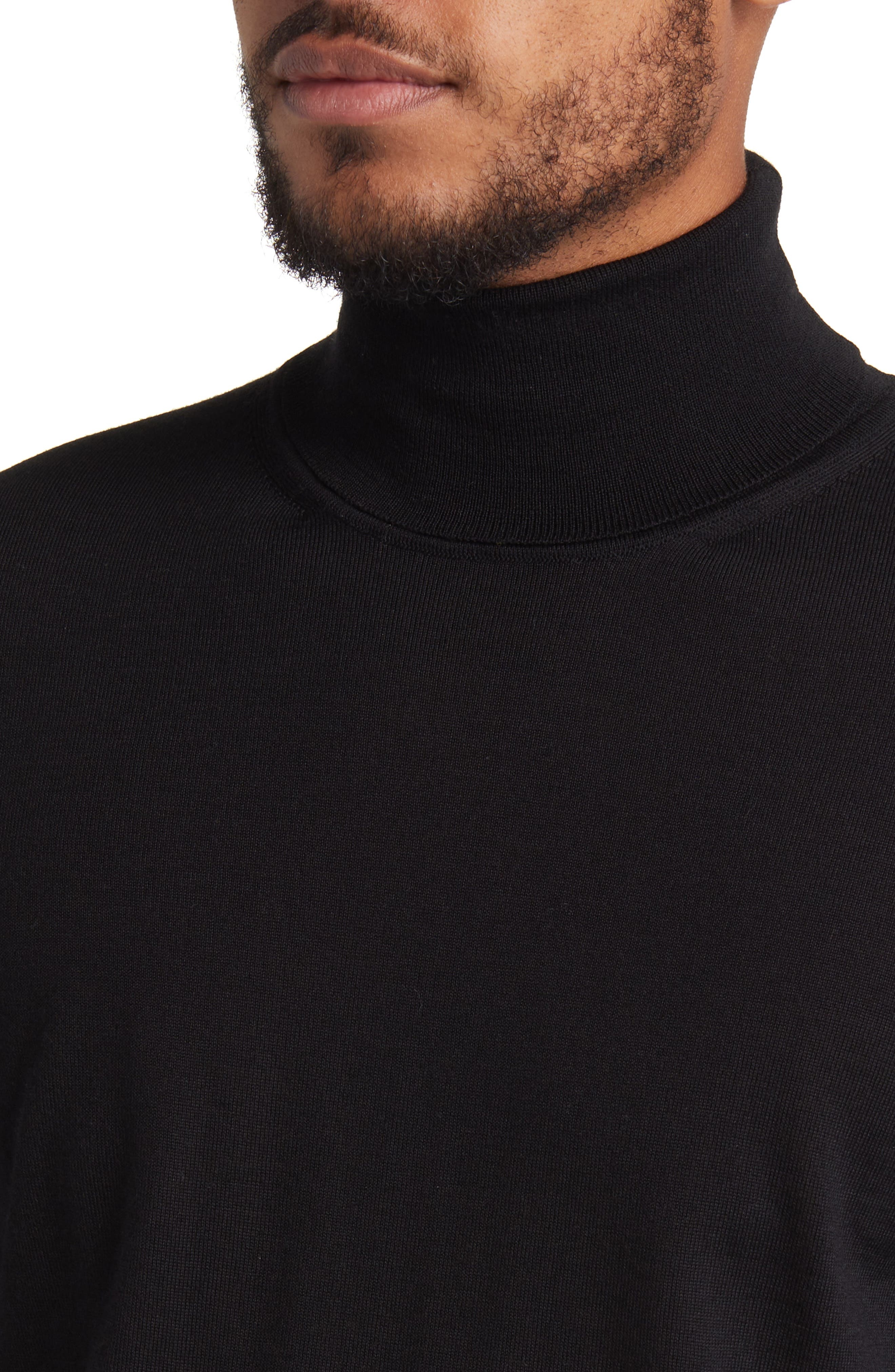 BOSS Musso Virgin Wool Turtleneck Sweater in Black at Nordstrom - 4