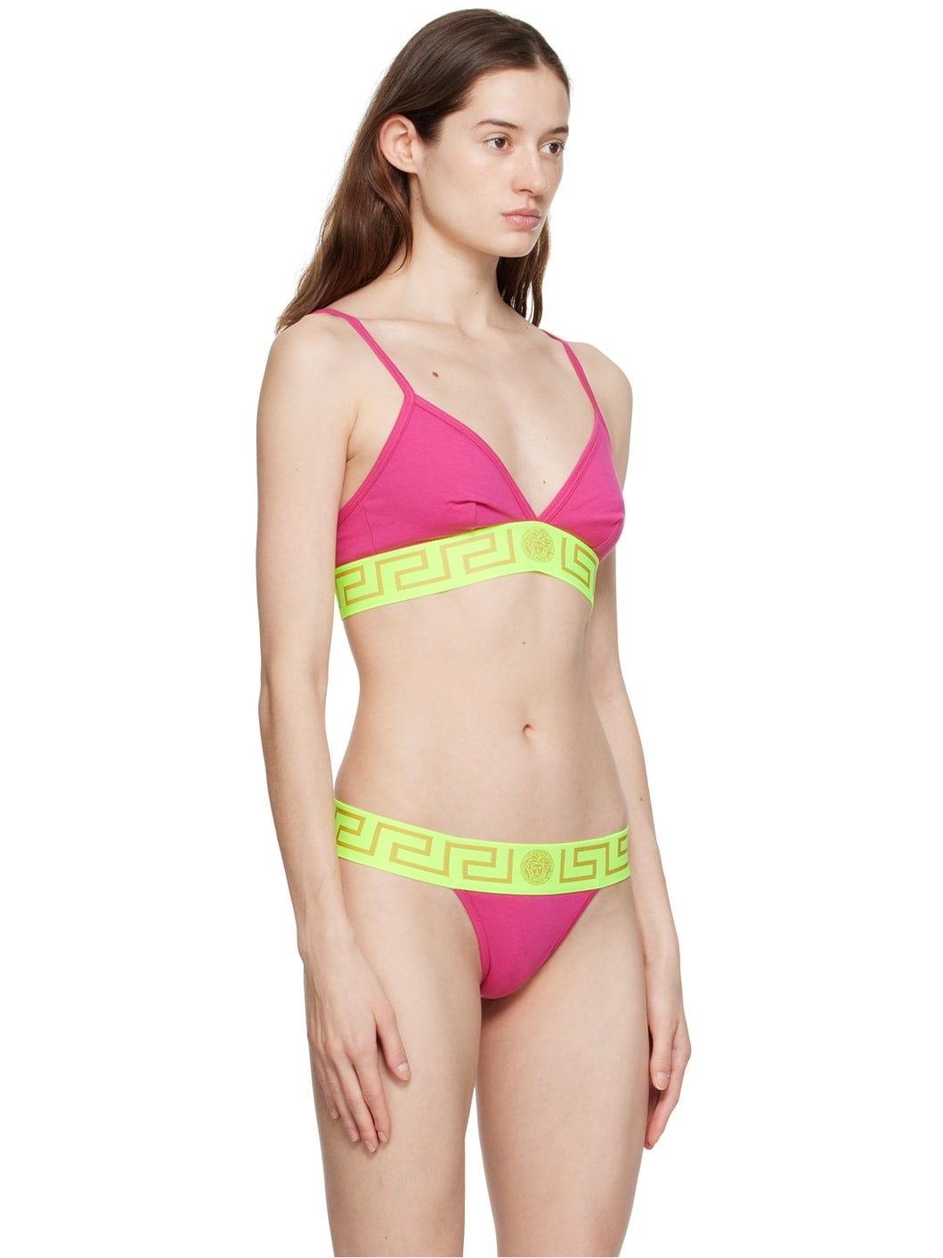 Pink & Green Greca Border Bra - 2