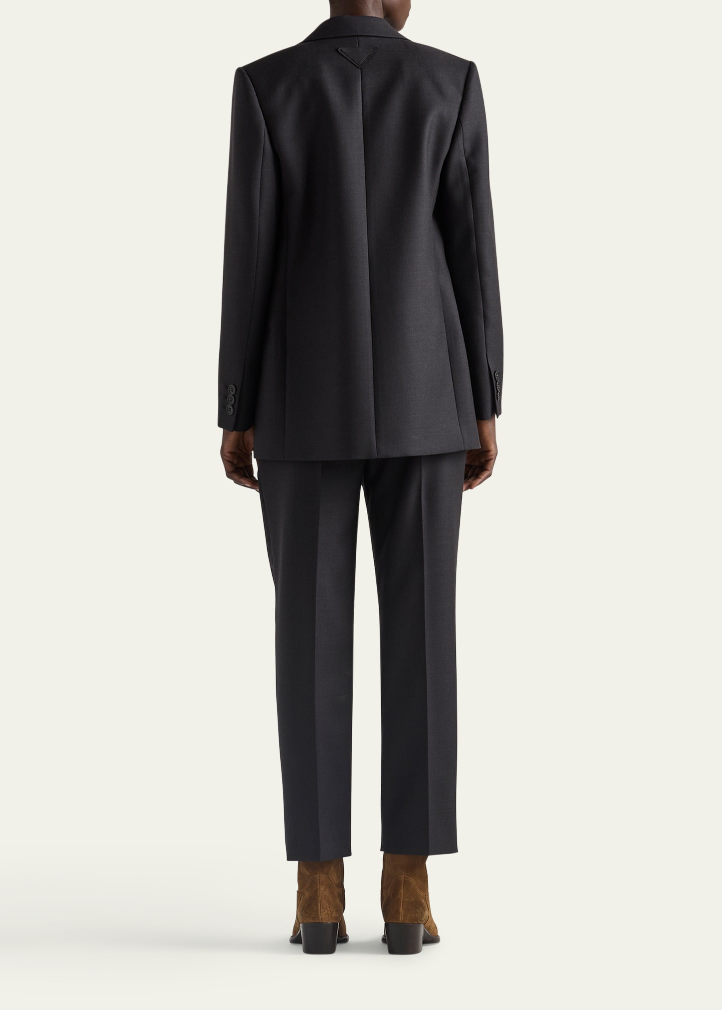 Wool Gabardine Single-Breasted Blazer - 3