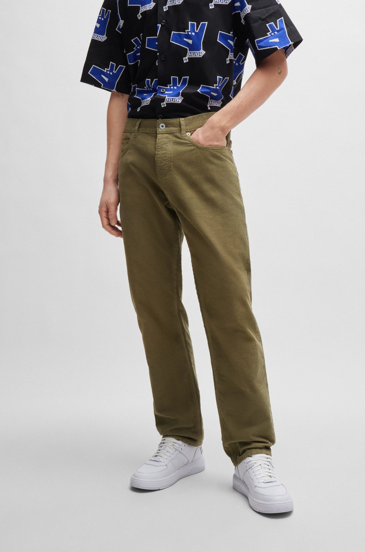 REGULAR-FIT JEANS IN COLORED COTTON CORDUROY - 2