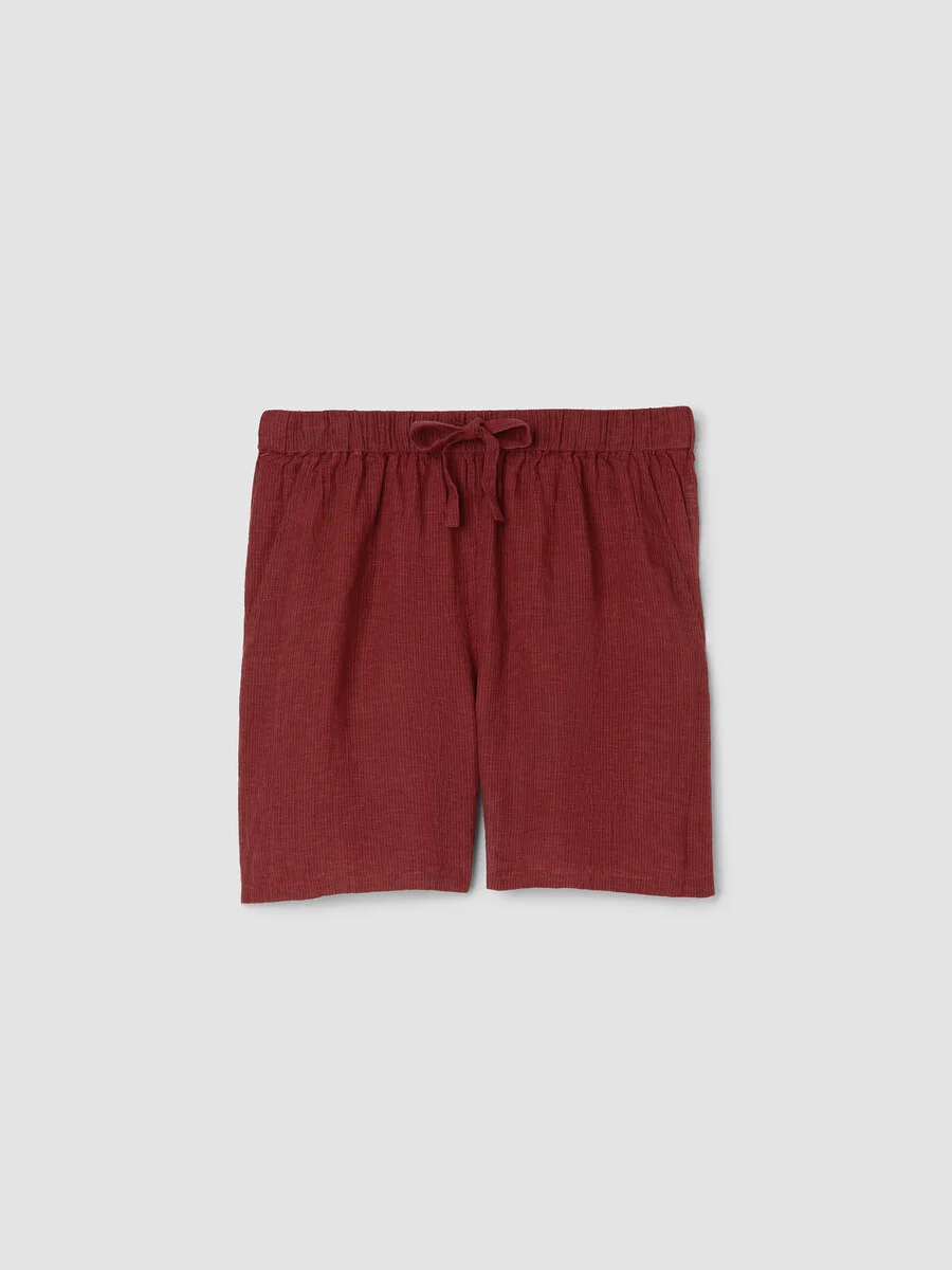 Puckered Organic Linen Stripe Shorts - 1