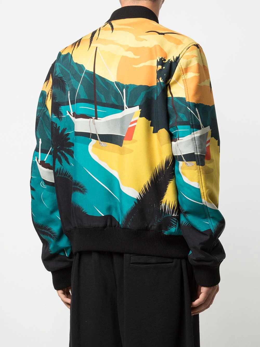 reversible tropical print bomber jacket - 4