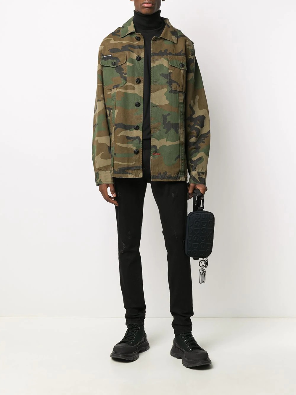 camouflage print military jacket - 2