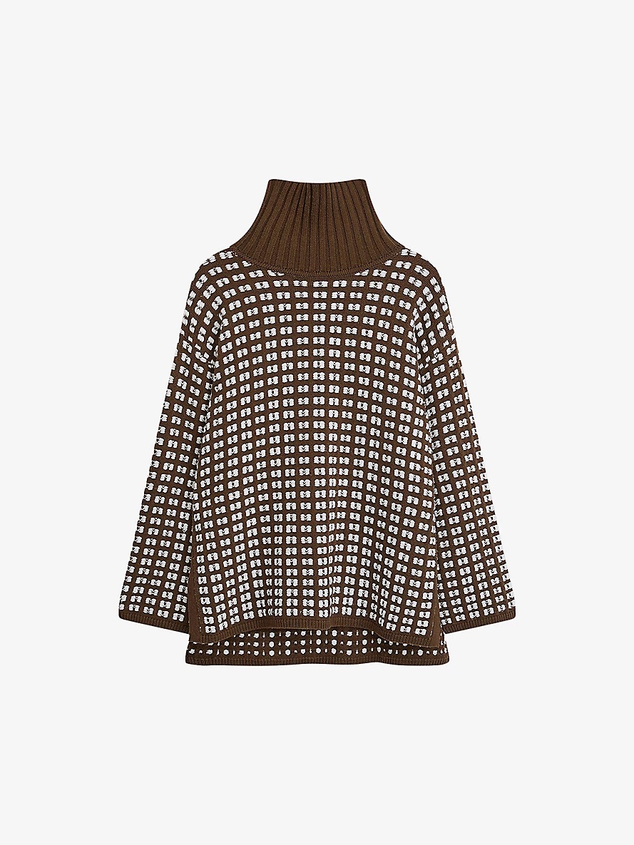 Checked waffle-knit merino-wool jumper - 1