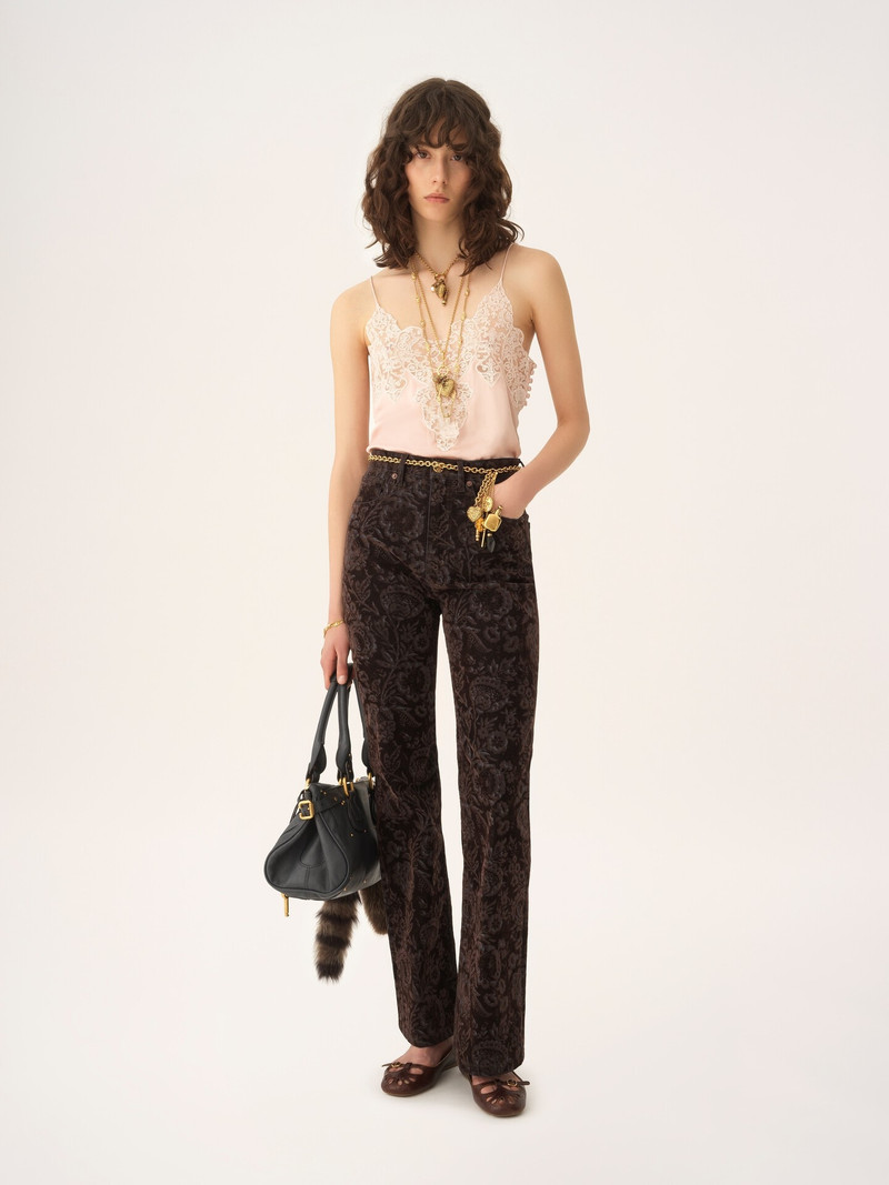 Chloé CAMISOLE TOP IN WASHED SILK SATIN & LACE outlook