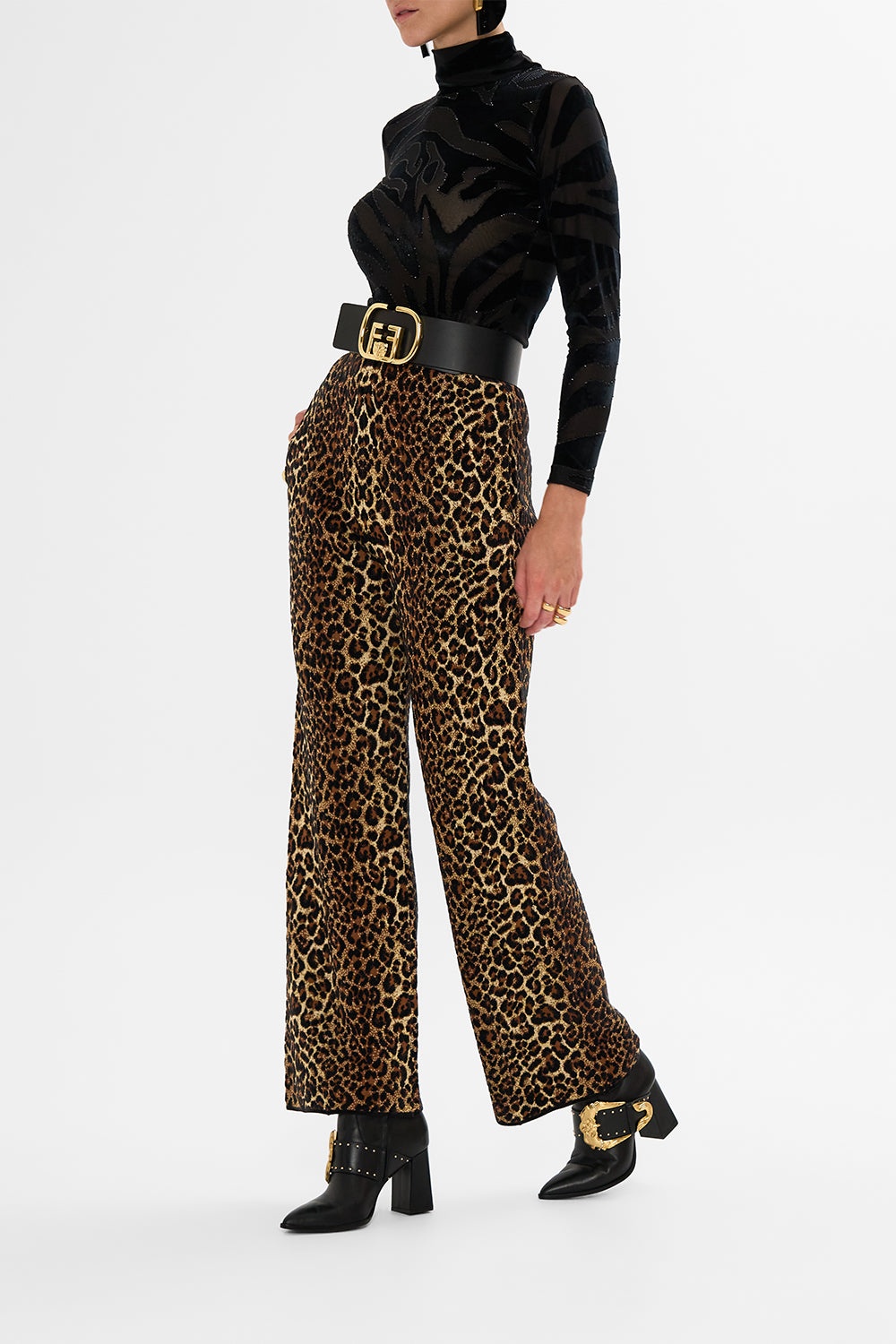 JACQUARD STRAIGHT LEG KNIT PANT - 4