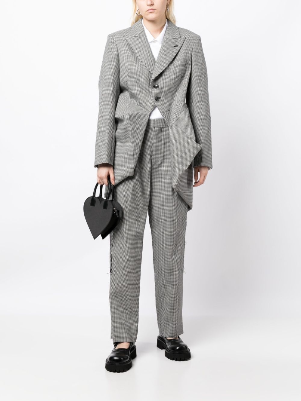 asymmetric check-print wool blazer - 2