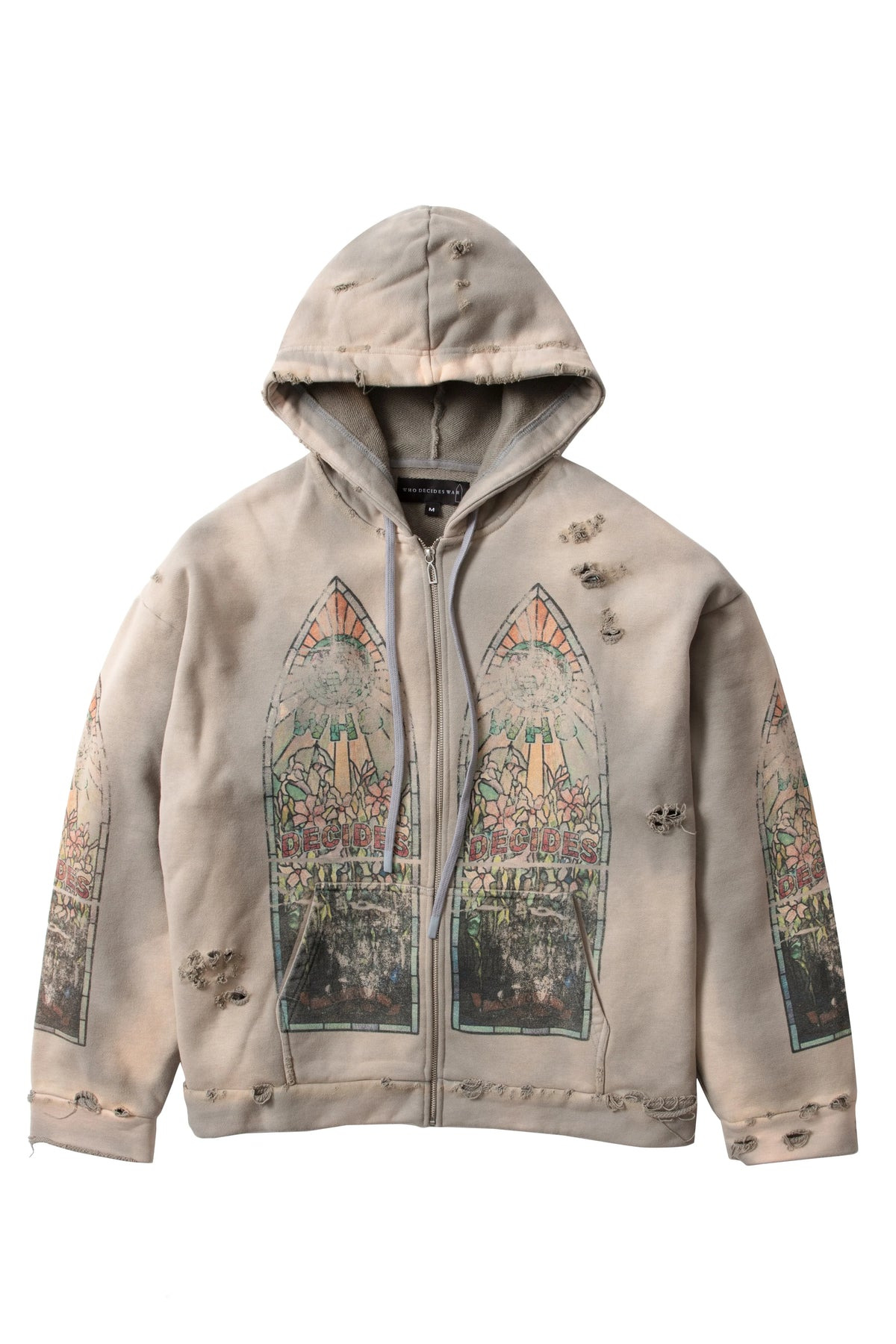 FADED ZIP UP HOODIE (VINTAGE GREY) - 1