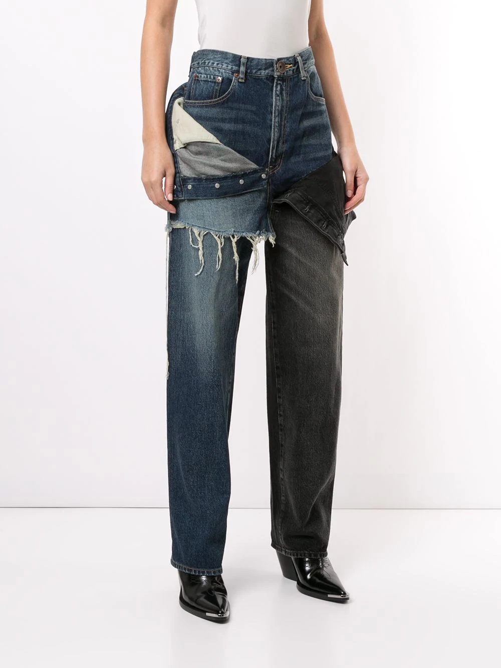 deconstructed high-waisted jeans - 3